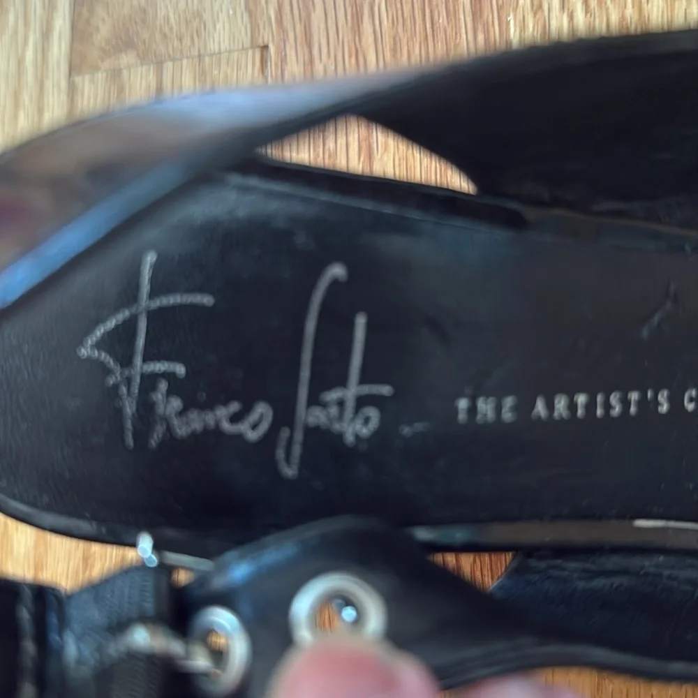 Franco Sarto Black Platform Shoes with Silver Buckle (6) - Picture 3 of 7